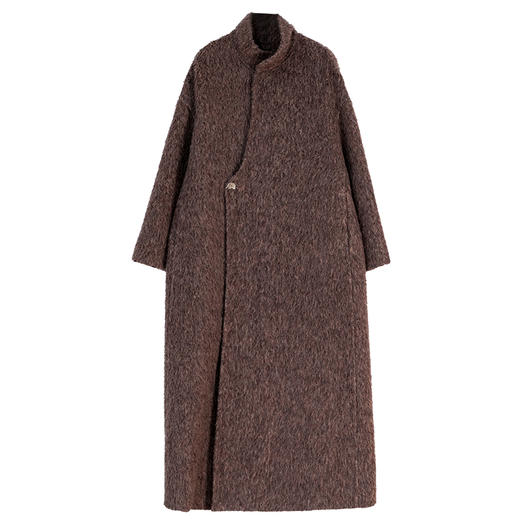 牧衣游原创 进口羊驼毛混纺羊羔毛长外套古朴中式风毛呢外套 时染 商品图4