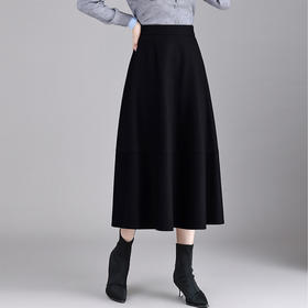 QYM 66921-Y毛呢半身裙厚款高腰A字裙