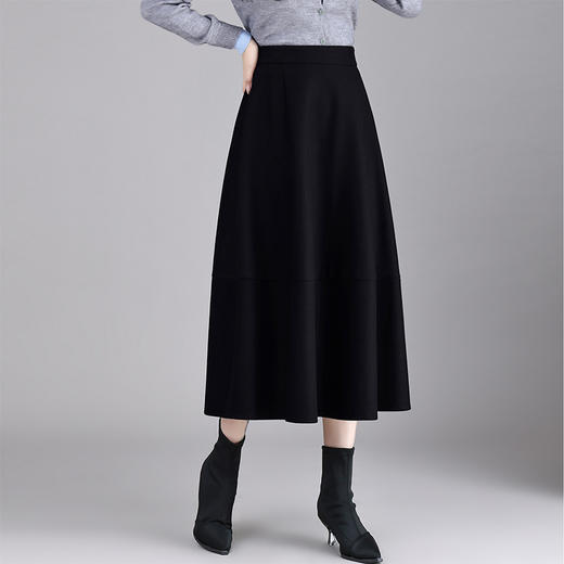 QYM 66921-Y毛呢半身裙厚款高腰A字裙 商品图0