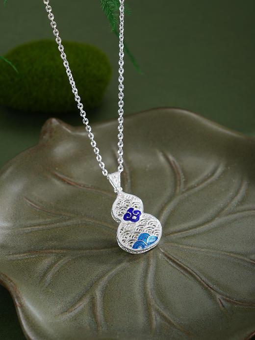 子佩集【云起福深】S990银套链【QFTL016】花丝珐琅彩葫芦项链2510 商品图2