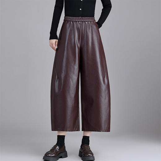 QYM 66927Y时尚皮裤松紧高腰休闲裤宽松皮裤 商品图0