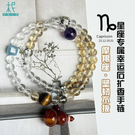 十二星座升级版专属幸运石扩香手链手串两圈摩羯座 商品图0