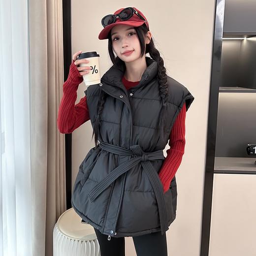 百媚生 收腰棉服背心马甲女秋冬新款立领外套K05 商品图3