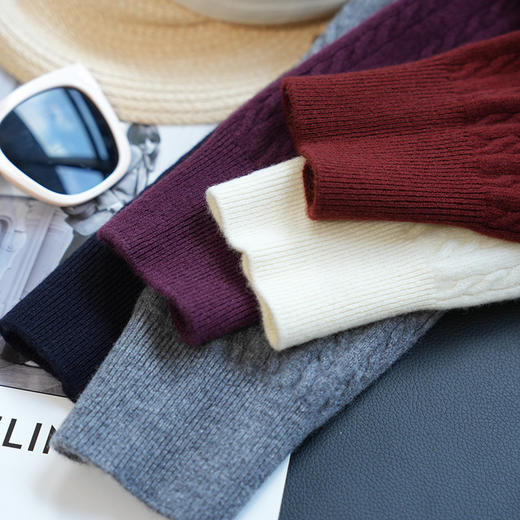 复古绞花！100绵羊毛宽松针织衫女短款毛衣外穿2025秋冬新款！ 商品图2