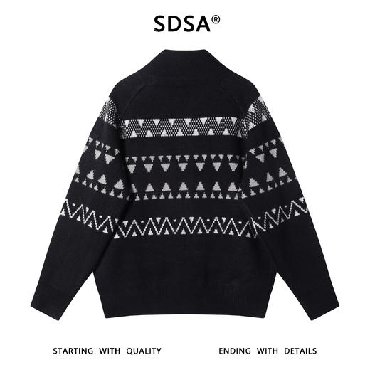 SDSA秋冬新款痞帅男装韩版撞色趣味条纹拉链开衫毛衣百搭针织衫 商品图5