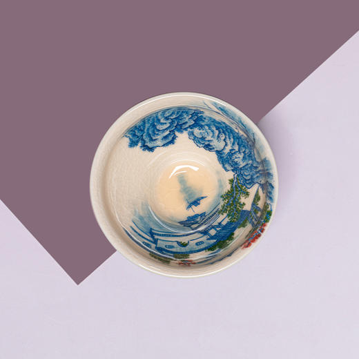 钧瓷/梦鼎/鹅黄青花/精工款/宋盏杯(山水人家) 商品图1