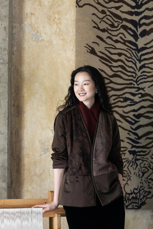 牧衣游原创 重磅22姆米香云纱拼接夹棉棉衣女复古名族风外套 汐跃 商品图5