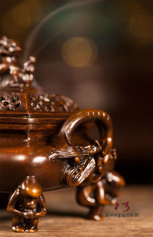 陈巧生制  螭龙耳猴足熏炉 香炉铜炉摆件 商品图4