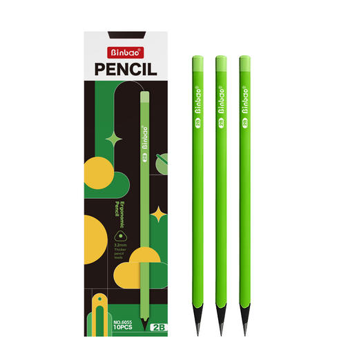 开学福利！【买一盒送一盒 到手20支】缤雹小绿杆三角黑木铅笔小学生用加粗铅芯HB/2B儿童书写铅笔 商品图4