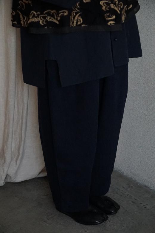 Mittan多色棉麻褶皱提花阔腿裤 商品图1