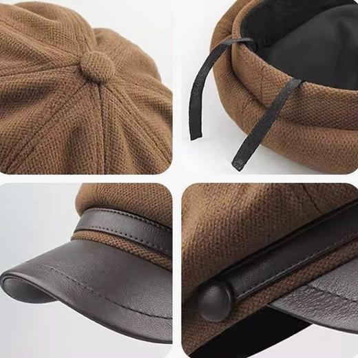 网红同款秋冬季美拉德复古画家帽子显脸小八角帽子女纯色贝雷帽女 商品图3