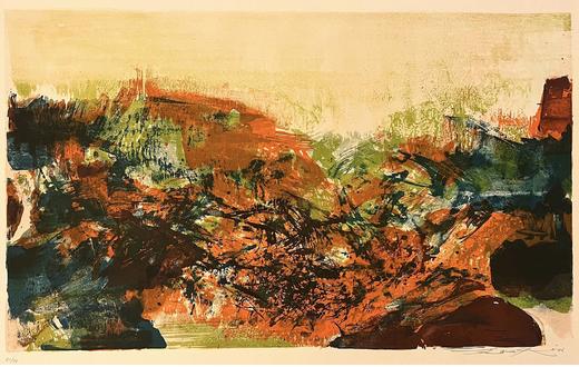 独角鹿西洋古董 1976年巴塞罗那Ediciones Polígrafa出版赵无极亲签「无题：第278号｜诗画之礼赞」彩色石版画 商品图1