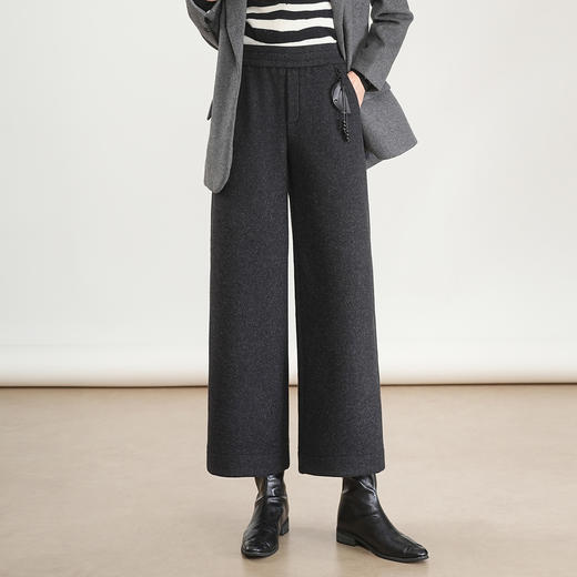 MYX毛呢加厚休闲九分裤垂坠感修身通勤直筒裤2025冬款遮胯显瘦阔腿裤 商品图0