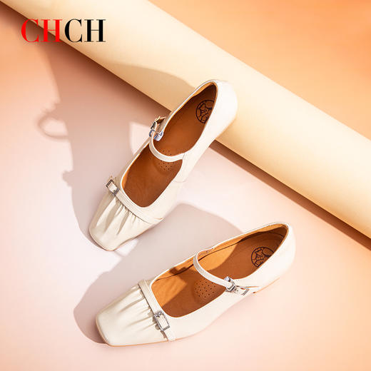 2025秋冬新款CHCH平衡鞋牛皮粗跟舒适羊皮内里玛丽珍女鞋CP2B5082 商品图0