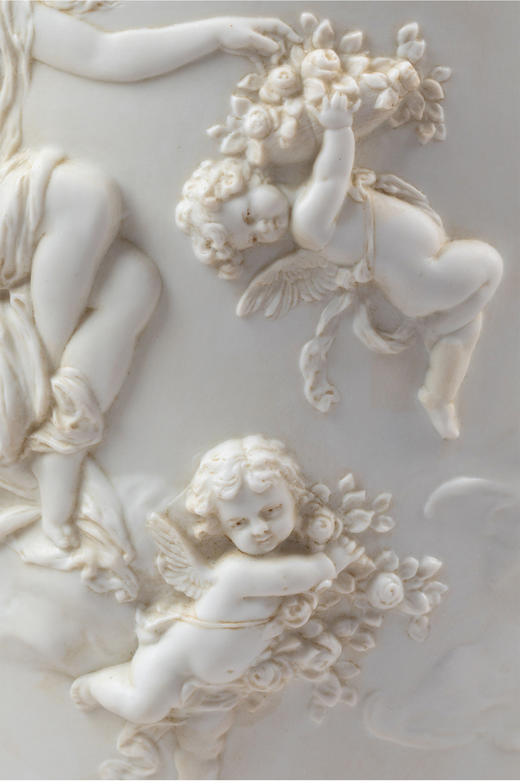 独角鹿西洋古董 19世纪末法国出品铜鎏金精雕装饰古典女神与天使主题素胎瓷花瓶台灯一对 商品图6