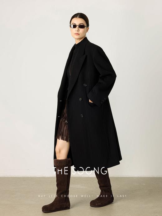 THESOONG|‘十年廓形‘高支羊绒顺毛呢黑色双排扣大衣外套女HBDY7281 商品图5