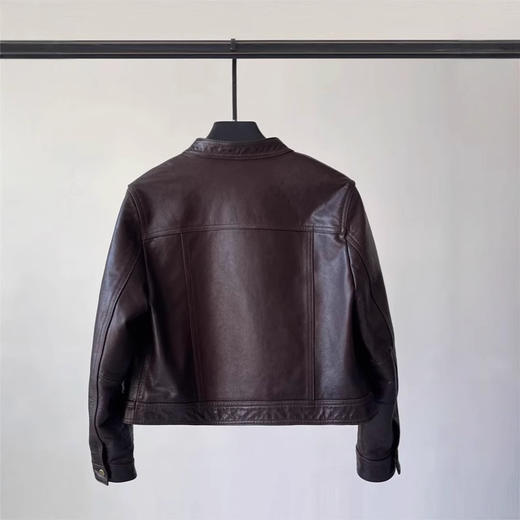 丁摩 绵羊皮真皮皮衣女短款高级感圆领上衣2586 商品图3