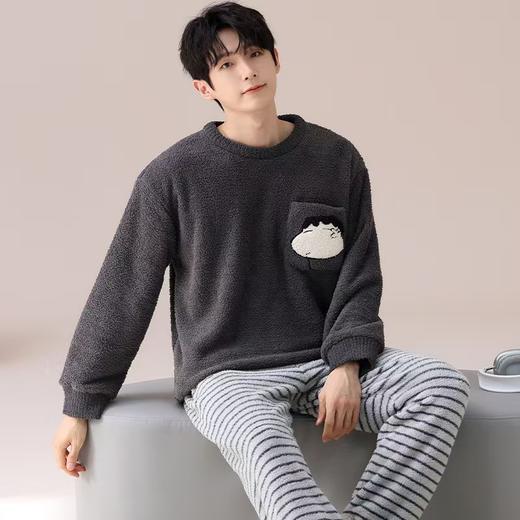 【暖男】半边绒睡衣男士冬季加厚加绒珊瑚绒秋冬款2025新款保暖家居服 商品图13