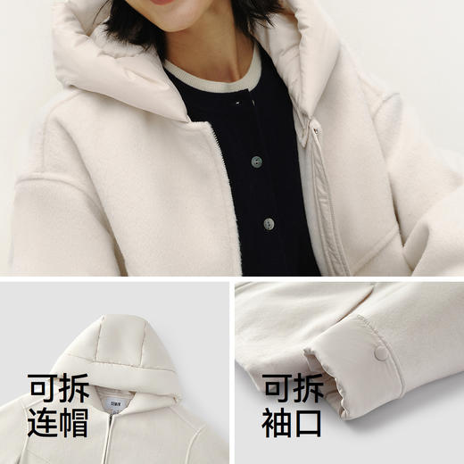 商场同款|森马外套女冬夹棉毛呢oversize含羊毛2025新款百搭上衣 商品图3