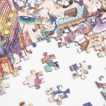 猫的天空之城拼图成年人拼图1000片狸猫上河图古风国风高级拼图生日女生节礼物 商品图2