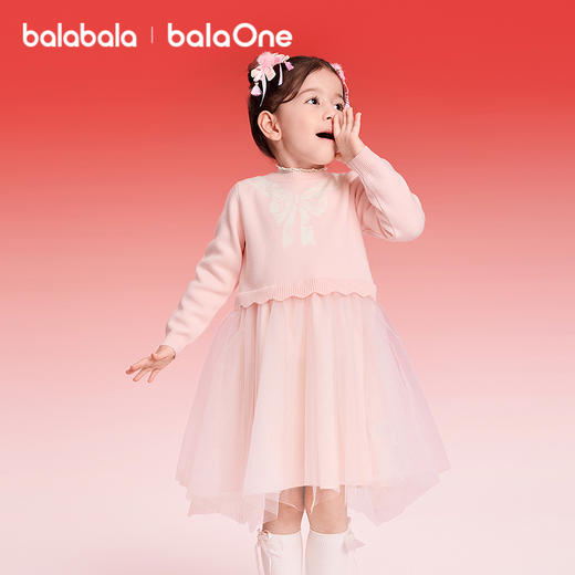【balaOne】巴拉巴拉童装儿童连衣裙女童2025新款春装针织网纱裙 商品图1