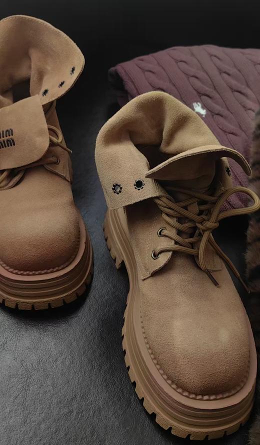 Miu家擦色鞋头纯牛皮马丁靴 商品图11