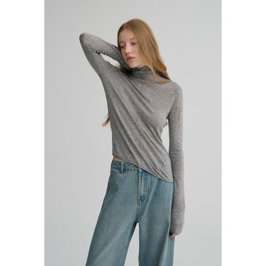 MAISON CECILE 三色/修身显瘦百搭分割设计水溶羊毛长袖打底衫 商品图0