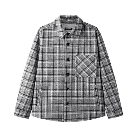 gxg.jeans男装 灰色复古格纹宽松翻领长袖衬衫外套 25年冬热卖款 商品图4