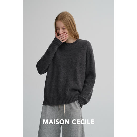 MAISON CECILE 三色|马海毛羊毛混纺软糯绒感舒适圆领针织毛衣 商品图1