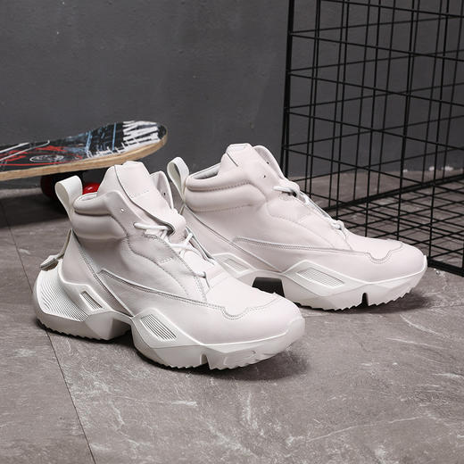 男鞋冬季加棉高帮鞋男韩版潮流运动休闲潮鞋真皮鞋男 商品图2