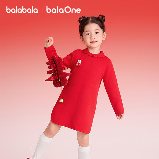 【balaOne】巴拉巴拉童装儿童连衣裙女童2025年新款春装新中式裙 商品图0
