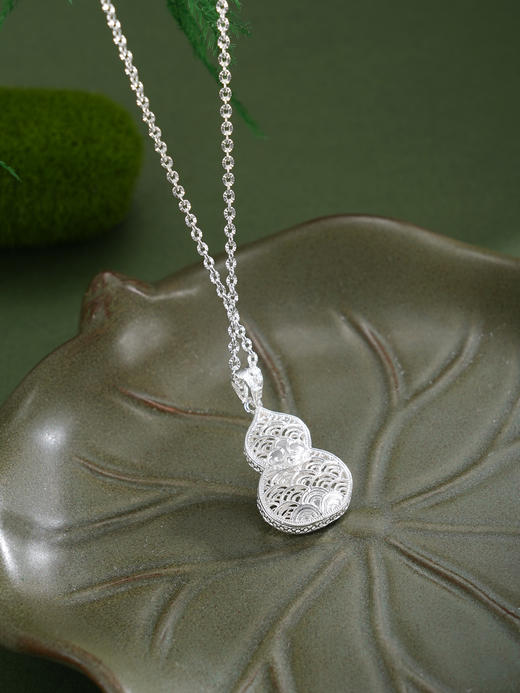 子佩集【云起福深】S990银套链【QFTL016】花丝珐琅彩葫芦项链2510 商品图8