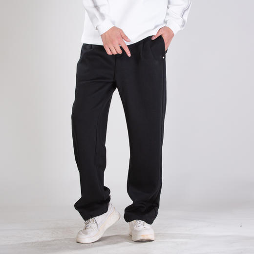 DRONKOO 2025 抽绳口袋压边金属扣小直筒中厚长卫裤 商品图1