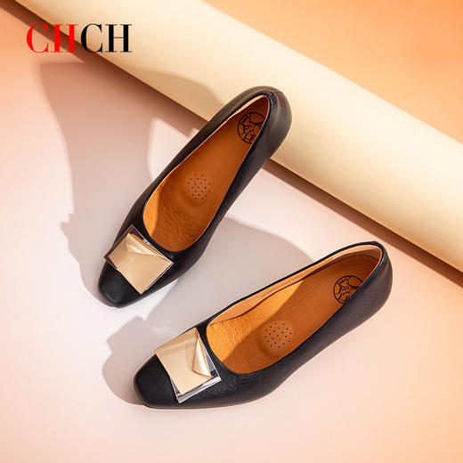 CHCH平衡鞋2025秋冬新款羊皮中跟通勤百搭女式单鞋CP2B5071 商品图1