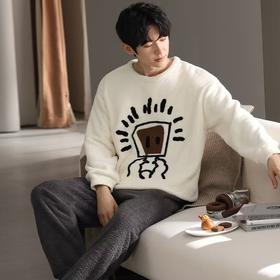 【暖男】半边绒睡衣男士冬季加厚加绒珊瑚绒秋冬款2025新款保暖家居服