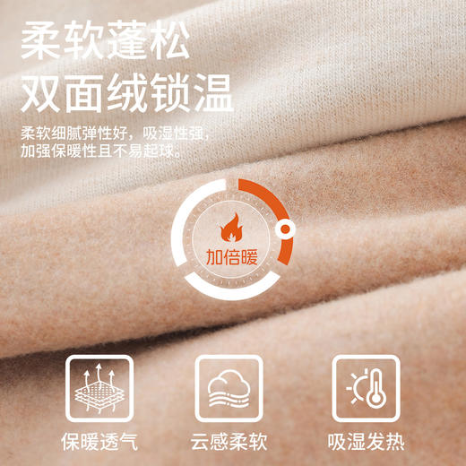 雀说 羊毛蚕丝半高领保暖打底衫女加厚长袖上衣DRS4112 商品图3