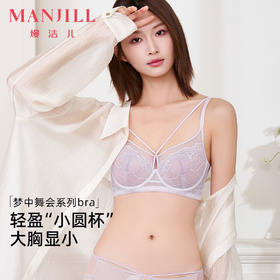 【商场同款】熳洁儿大胸显小文胸超薄水晶杯性感蕾丝交织带梦中舞会25701307