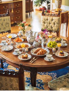 独角鹿西洋古董 20世纪丹麦皇家哥本哈根瓷窑出品“唐草”系列手绘植物主题茶具餐盘套件