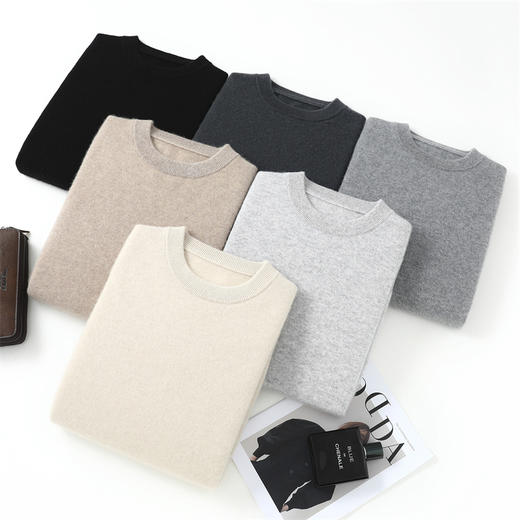 【清河羊毛羊绒专场】鹿展901 男士圆领羊绒衫 100%羊绒 商品图6