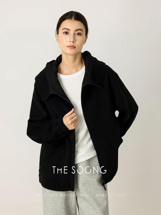 THESOONG|"松弛暗调"羊毛桑蚕丝秋冬加厚连帽卫衣外套女HBWT7548 商品图8