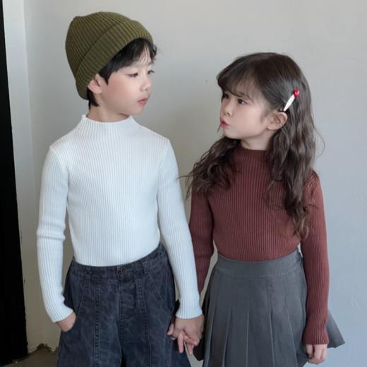 【终于等到现货‼️69.9/2件】儿童秋冬季打底衫半高领毛衣针织纯色弹力男女童上衣百搭简约韩版聚 商品图3