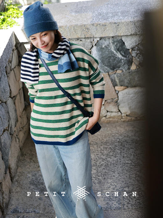 PETIT SCHAN小闪 CLO#928 Stand Out 出彩 纯羊毛彩点纱撞色条纹毛衣 商品图3