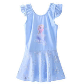 迪士尼爱莎公主女童泳衣女宝宝游泳衣女孩儿童连体泳装