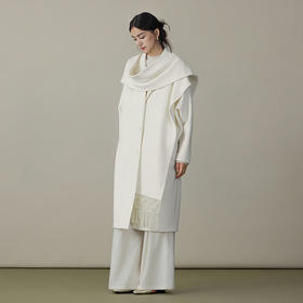 【林栖设计小店】【手编流苏】绵羊毛毛呢外套镂空2025秋冬新款披肩大衣女1954031