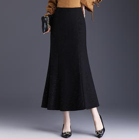 MYX显瘦黑色鱼尾裙长款高腰通勤时尚包臀裙2025年冬款洋气优雅半身裙