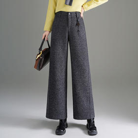 MYX毛呢加厚九分西装裤垂感修身高腰直筒裤2025年冬款显瘦时尚阔腿裤