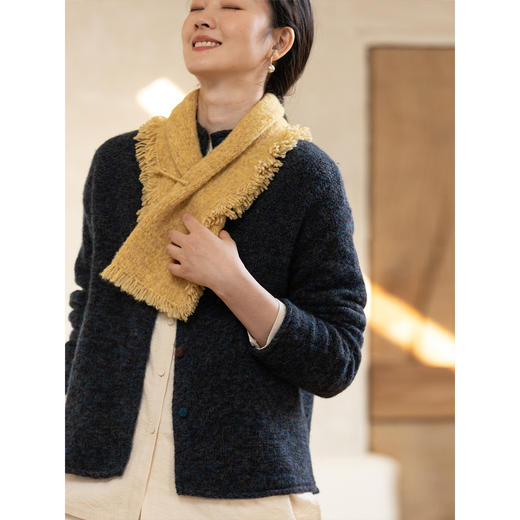 牧衣游原创 羊绒混织毛织外套冬软糯细腻蓬松百搭红色开衫 竹落生 商品图2