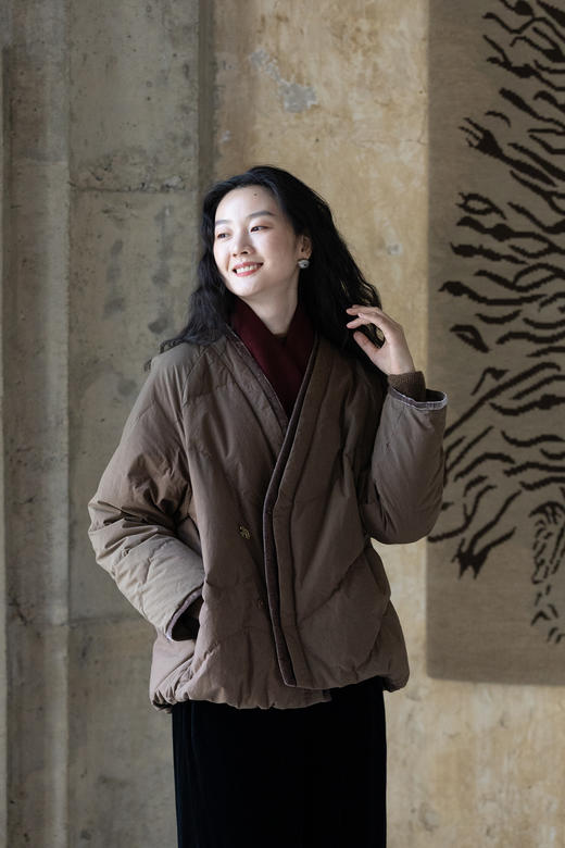 牧衣游原创 净色纯棉高蓬松红嘴雁绒羽绒外套宽松保暖羽绒服 徐风 商品图5