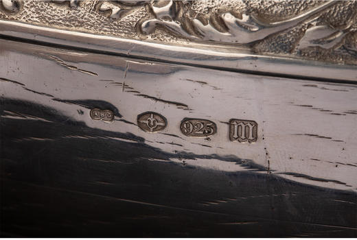 独角鹿西洋古董 1927年德国出品纯银精雕帆船摆件 商品图7