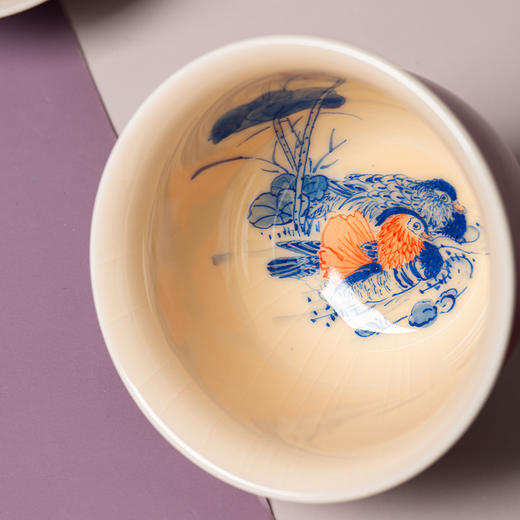 问鼎钧瓷/梦鼎/鹅黄青花/精工款/辉景盖碗(百年好合) 商品图1